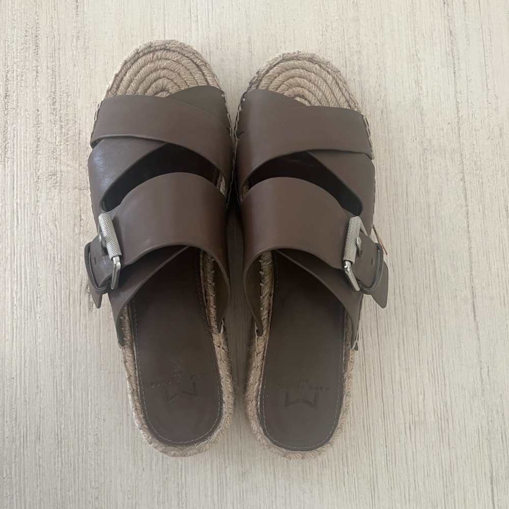 Marc Fisher Espadrille Slide Sandal Brown Size 8
